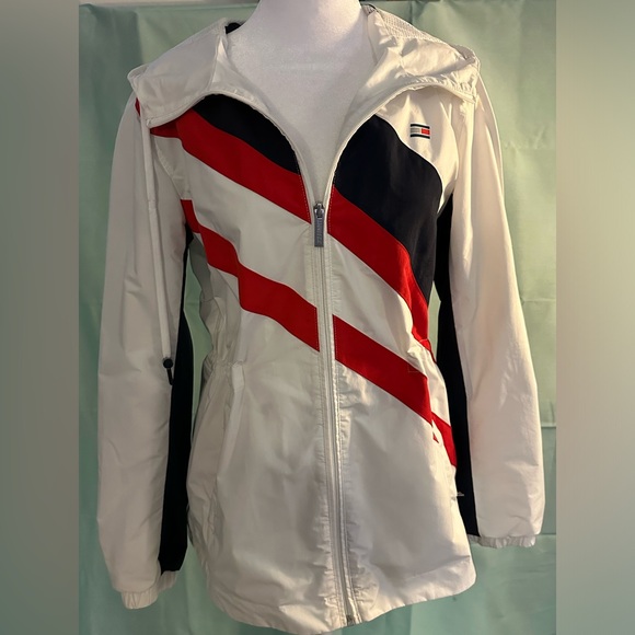 Tommy Hilfiger Jackets & Blazers - Tommy Hilfiger Sport white lightweight hooded jacket, size small